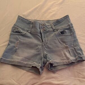 YMI Light Blue Distressed Denim Shorts